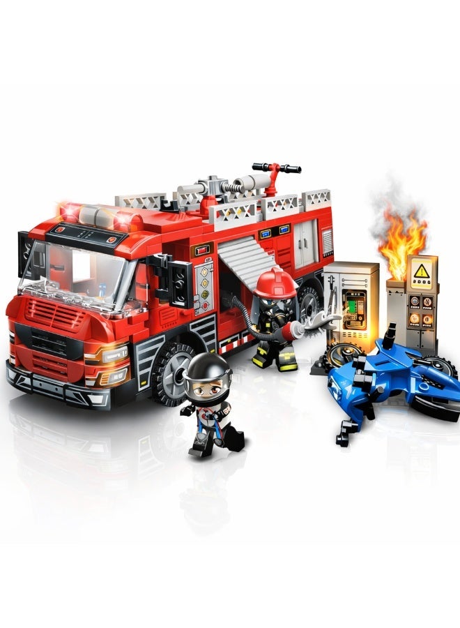 Qman Fire Truck Building Blocks Set for Kids – 275 Pieces with 2 Mini Figures, Emergency Rescue Construction Toy Ages 6+ - Image 1